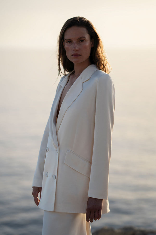 LA LUNE DOUBLE BREASTED BLAZER - CREAM_C