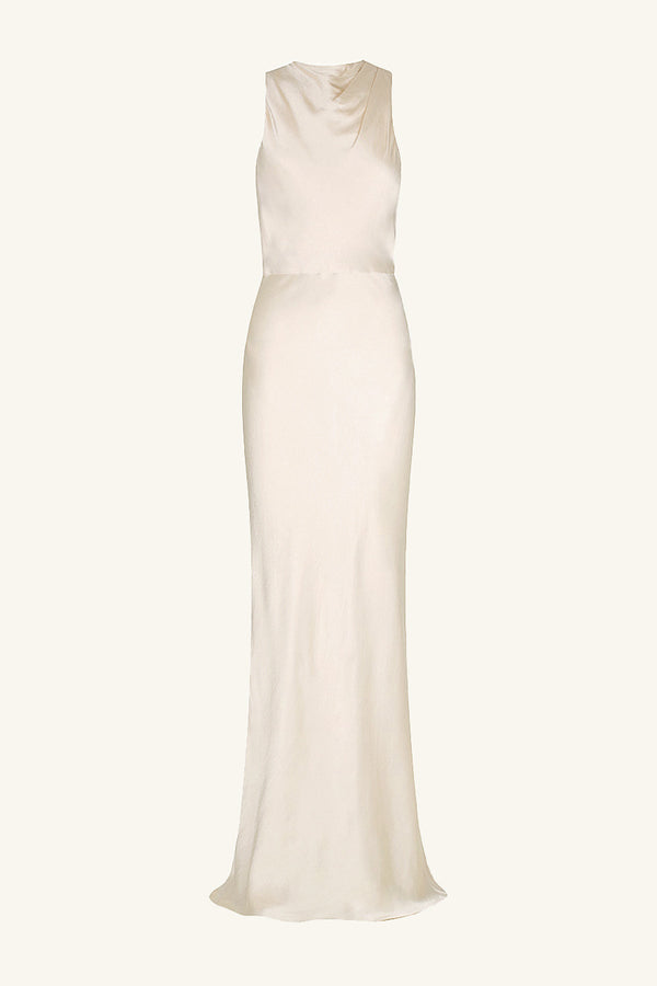 LA LUNE HIGH NECK MAXI DRESS - CREAM_G