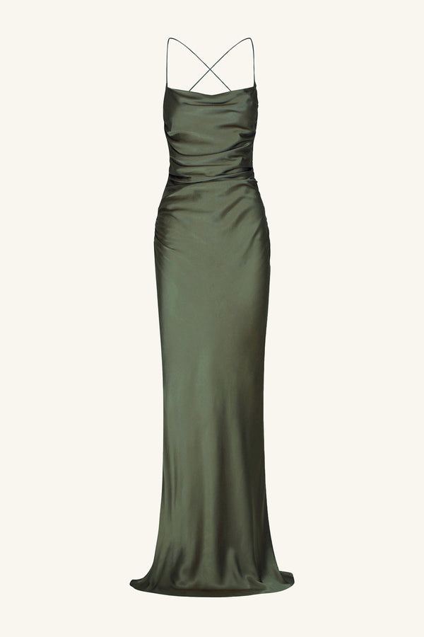 LA LUNE LACE BACK MAXI DRESS - FOREST_G