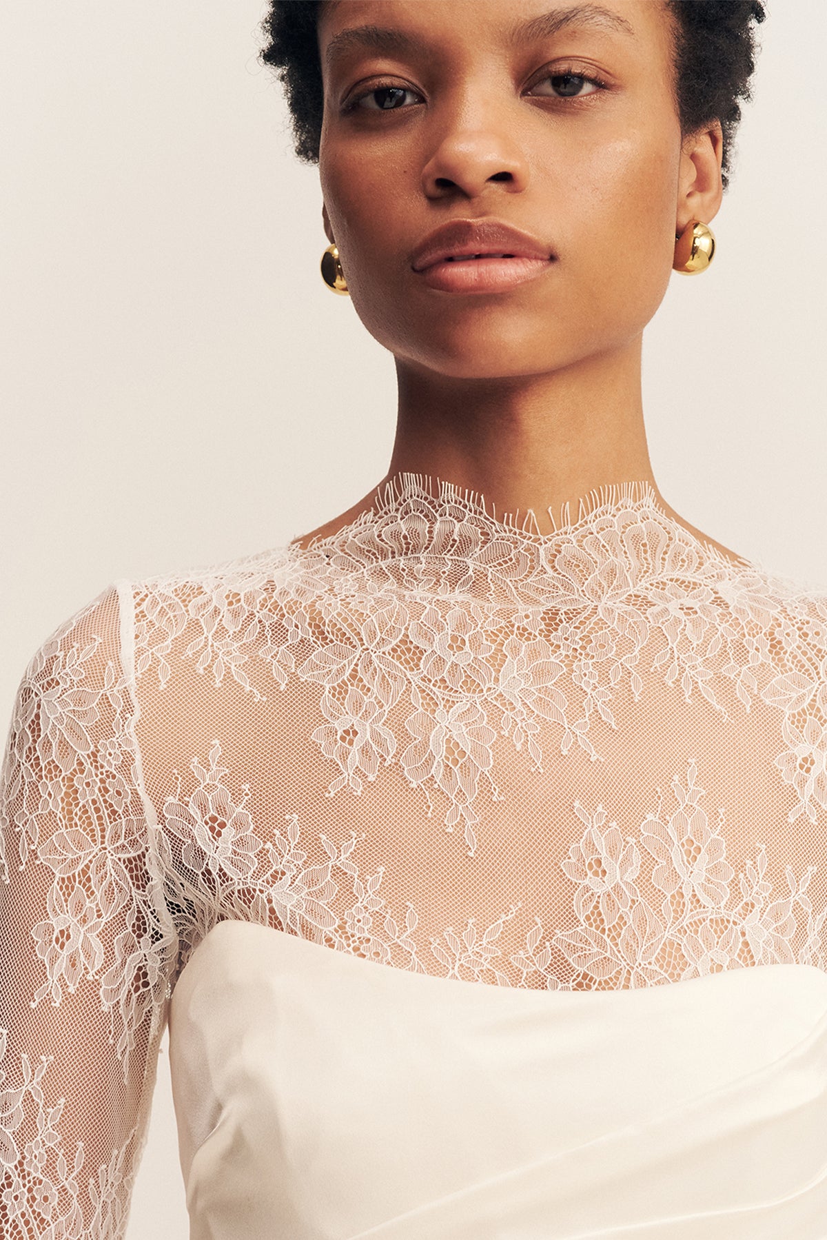 Lambent Lace Long Sleeve Bodysuit | Ivory | Tops | Shona Joy