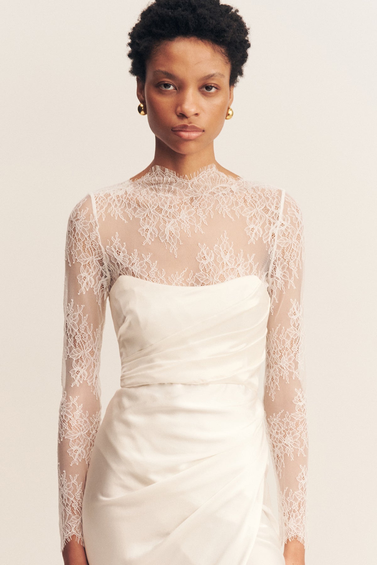 Lambent Lace Long Sleeve Bodysuit | Ivory | Tops | Shona Joy