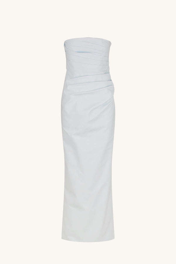 LANI STRAPLESS DRAPED MAXI DRESS - SKY_G