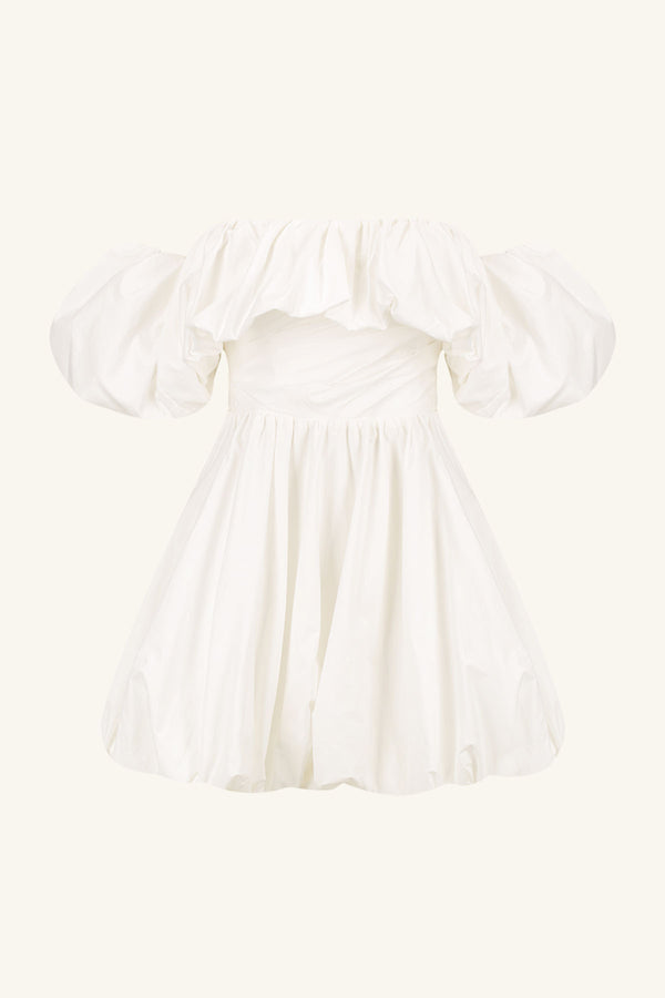 MAIORI OFF SHOULDER DRAPED BUBBLE MINI DRESS - IVORY_G