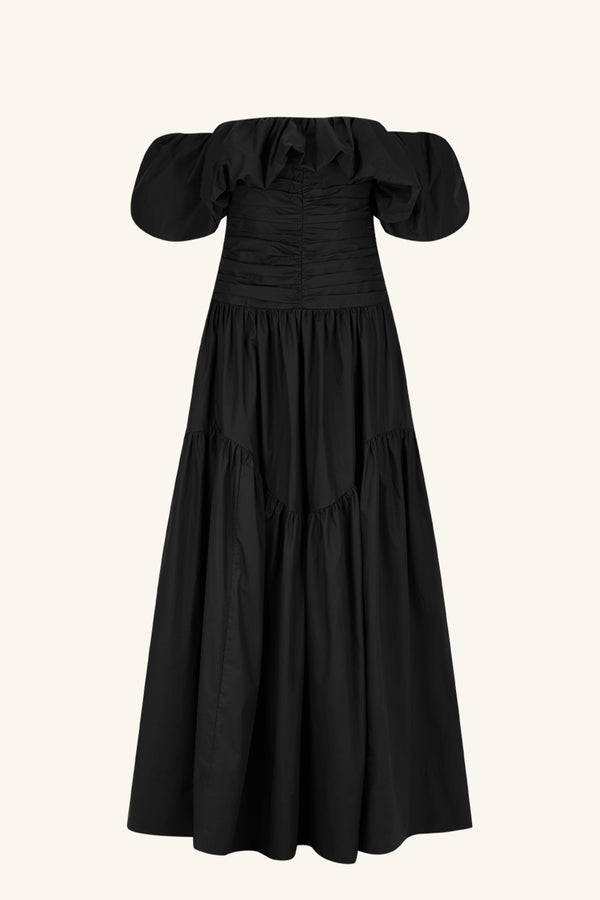 MAIORI OFF SHOULDER RUCHED BODICE MAXI DRESS - BLACK_G