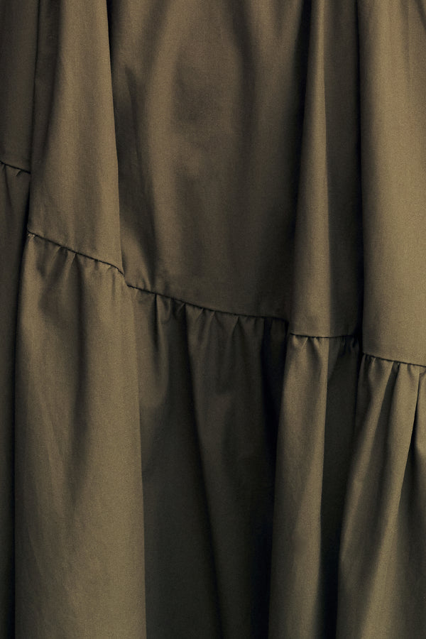 MAIORI TIERED MAXI DRESS - ARMY GREEN_SW
