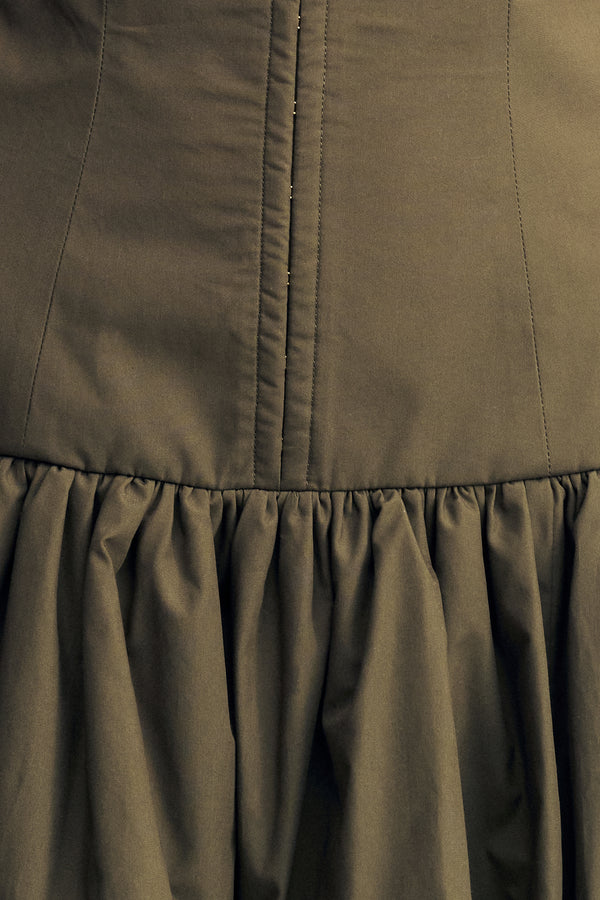 MAIORI SQUARE NECK BUBBLE MINI DRESS - ARMY GREEN_SW