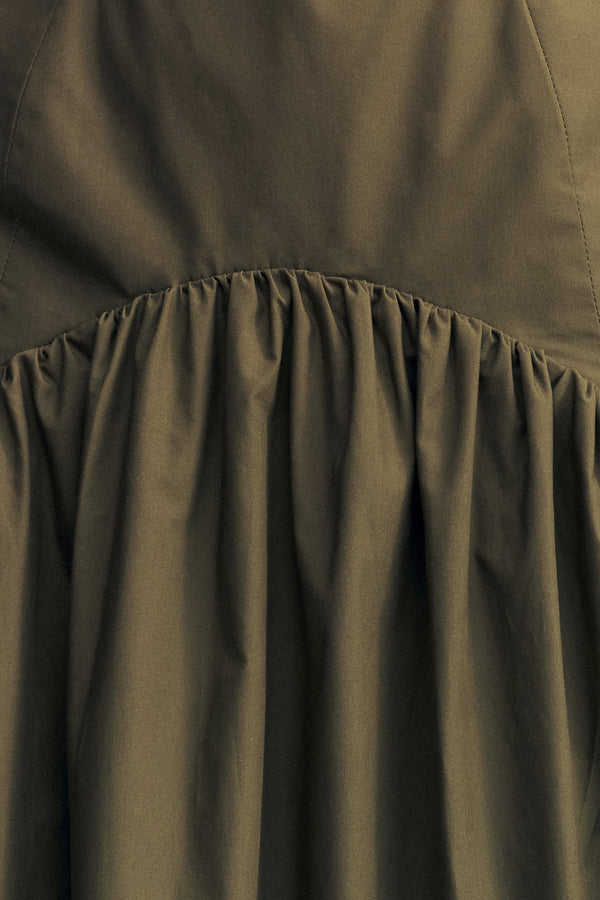 MAIORI SQUARE NECK MIDI DRESS - ARMY GREEN_SW