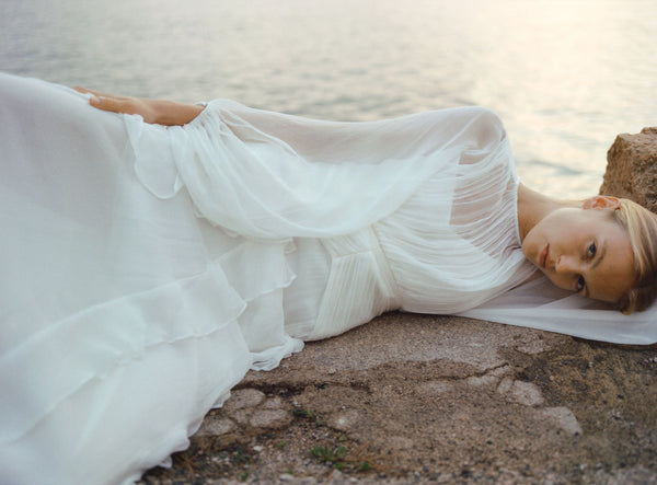 MARGOT ROUND NECK BALLOON SLEEVE MAXI DRESS - IVORY_C