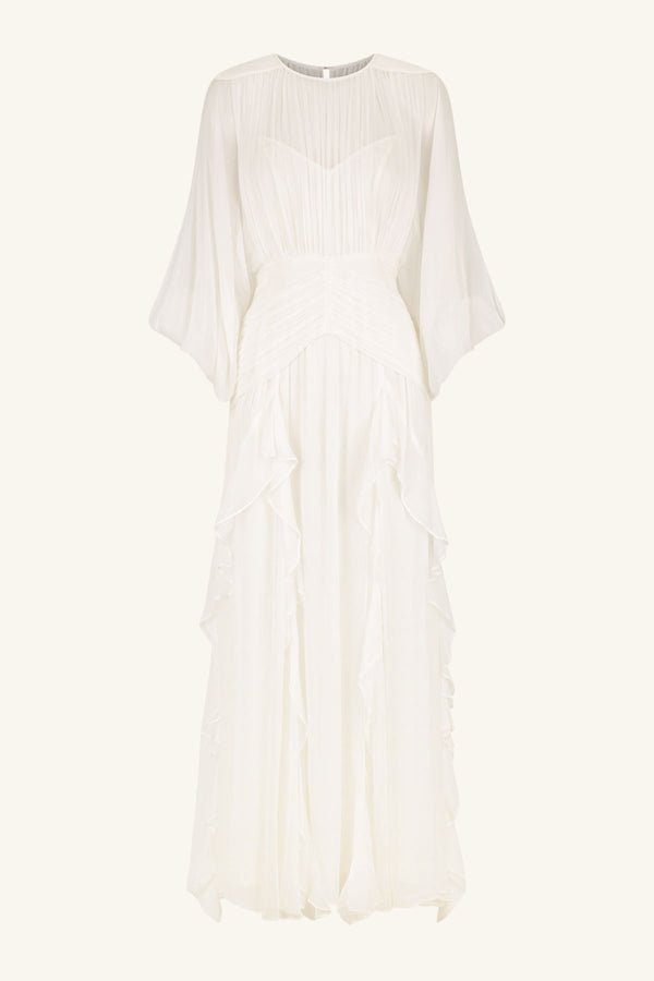 MARGOT ROUND NECK BALLOON SLEEVE MAXI DRESS - IVORY_G
