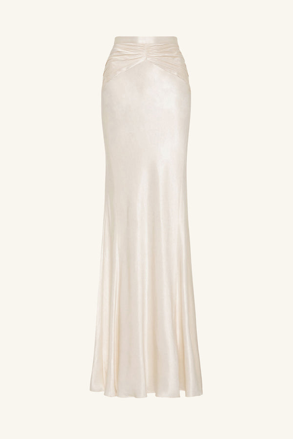 LA LUNE RUCHED MAXI SKIRT - CREAM_G