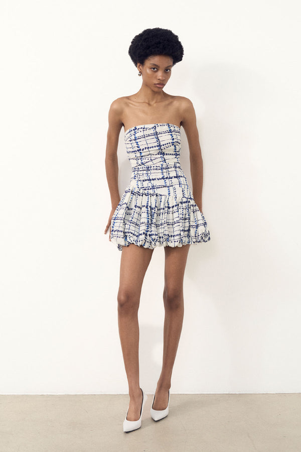 NIKO STRAPLESS BUBBLE MINI DRESS_C