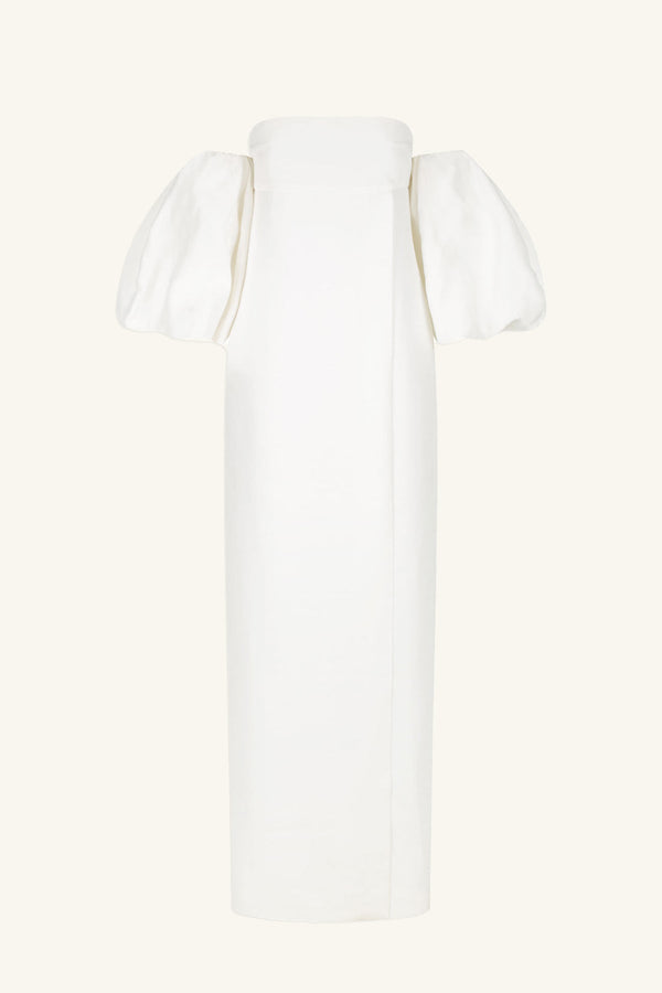 LA LUNE OTTO PUFF SLEEVE COLUMN MAXI DRESS - IVORY_G