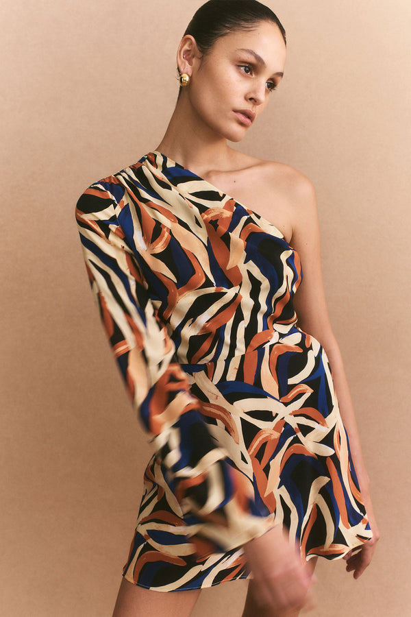 PALMA SILK ONE SHOULDER MINI DRESS_C