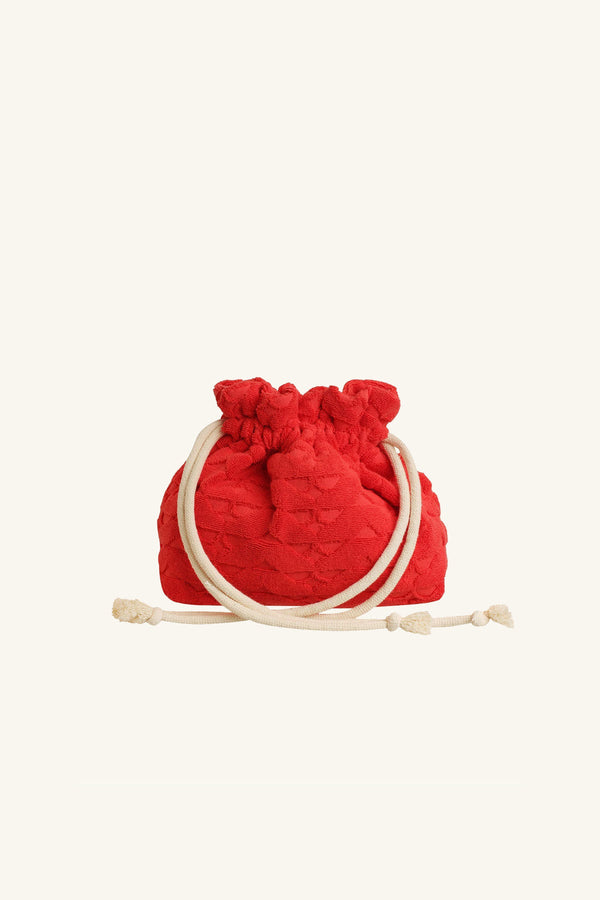 PAULINE TERRY DRAWSTRING BAG - POPPY RED_G