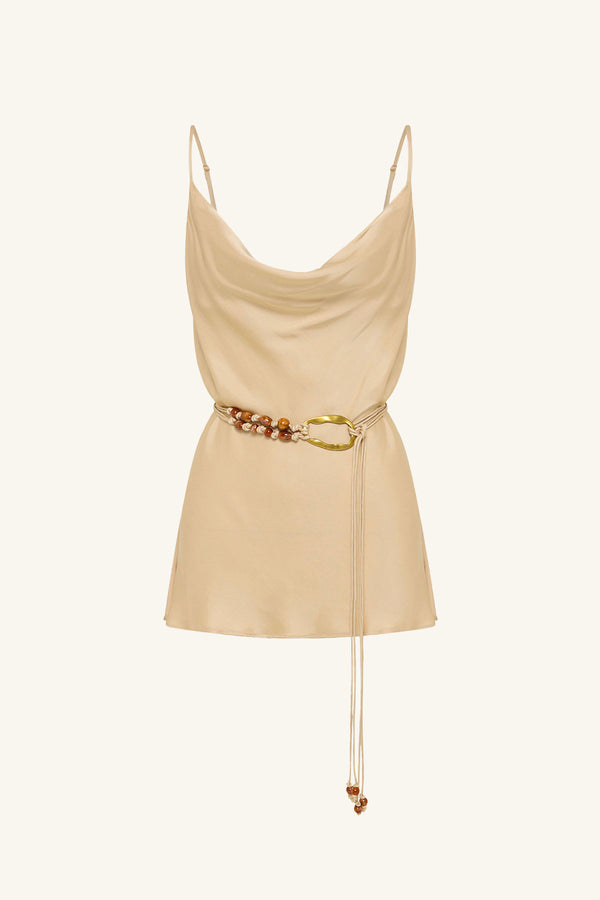 AGNES COWL NECK TUNIC WITH BELT - OAT_G