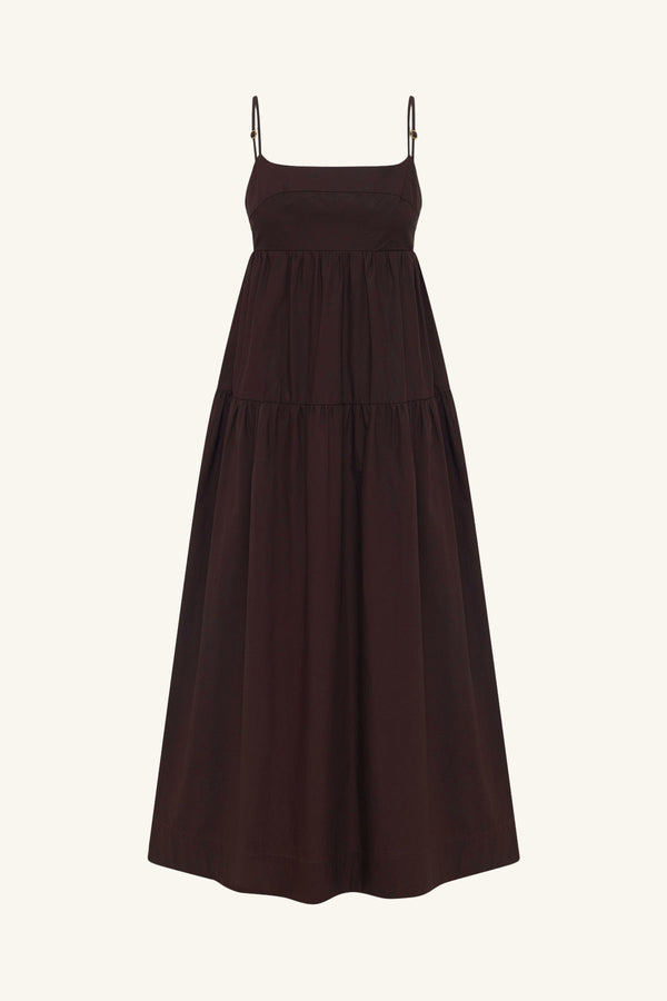 MAIORI TIERED MIDI DRESS - GANACHE_G