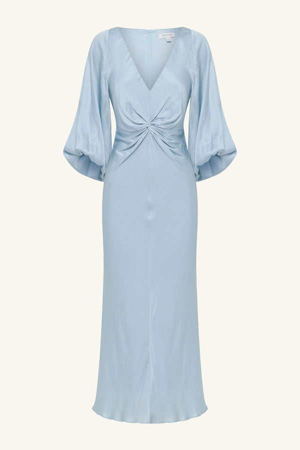 LUMIERE KNOT FRONT MIDI DRESS - CLOUD DRIFT_G