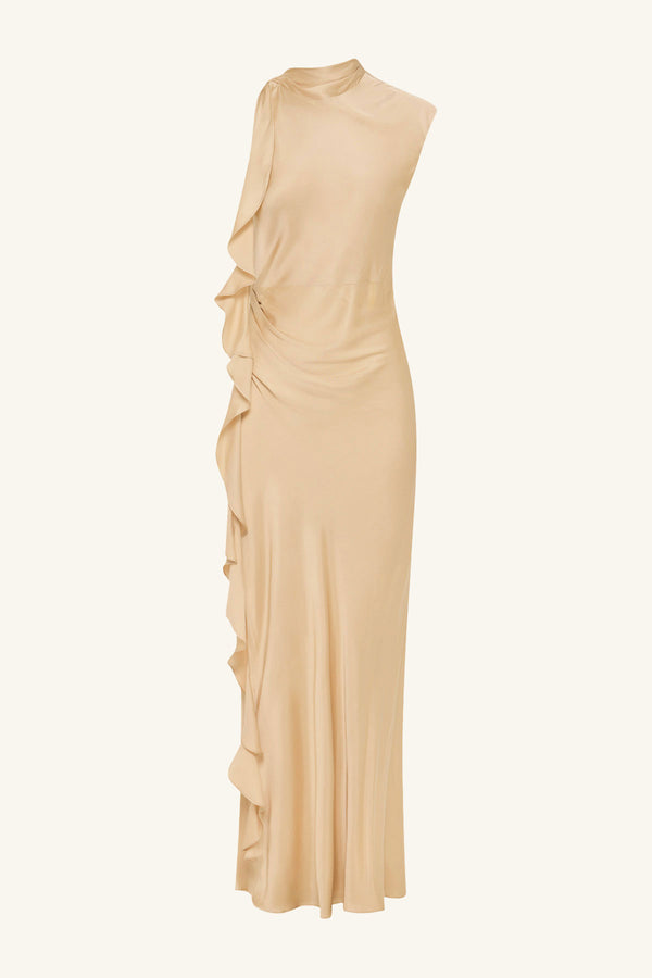 AGNES DRAPED RUFFLE MAXI DRESS - OAT_G