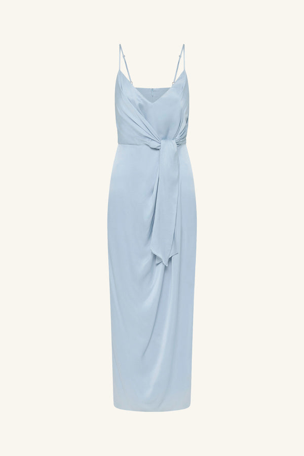 LUMIERE TIE FRONT MIDI DRESS - CLOUD DRIFT_G