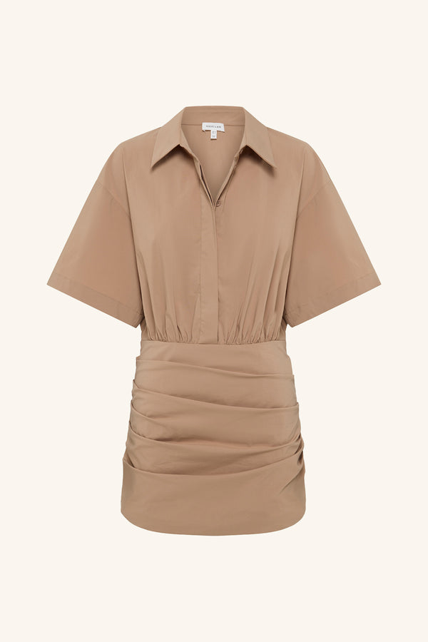 CAMPBELL SHIRT FITTED MINI DRESS - CLAY_G