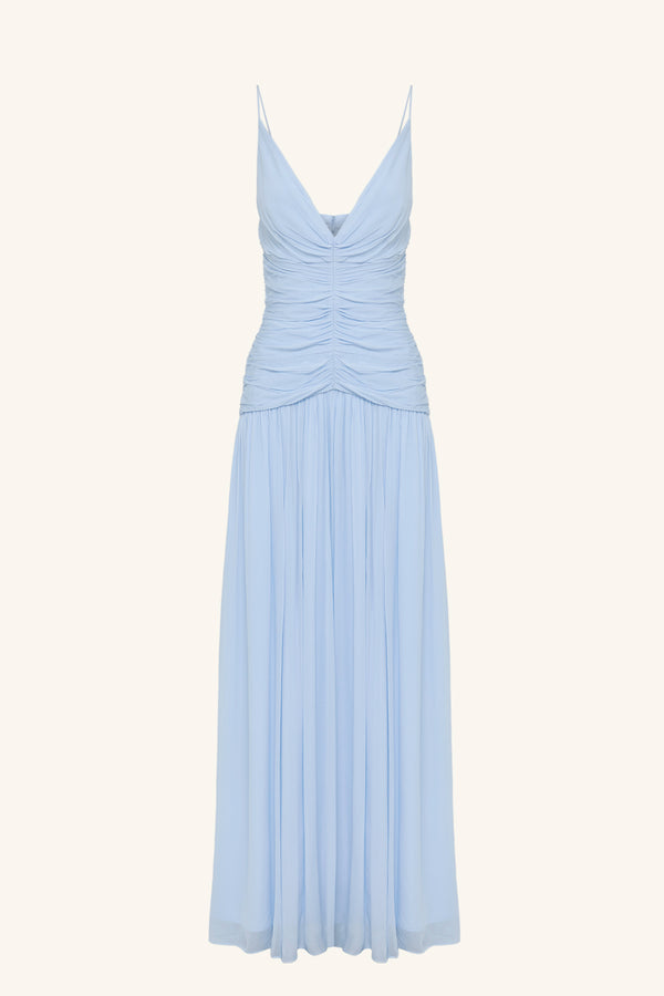 JUNO GATHERED BODICE MAXI DRESS - ARCADIAN BLUE_G