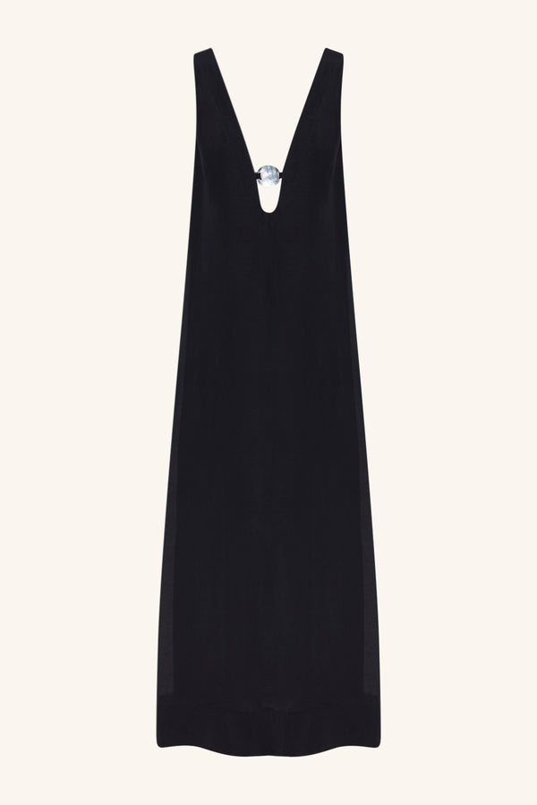 PALOMA PLUNGED MAXI DRESS - BLACK_G