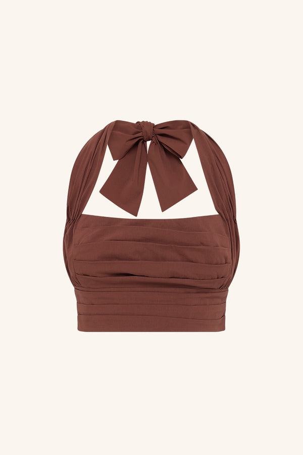 CAMPBELL HALTER NECK TOP - ESPRESSO_G