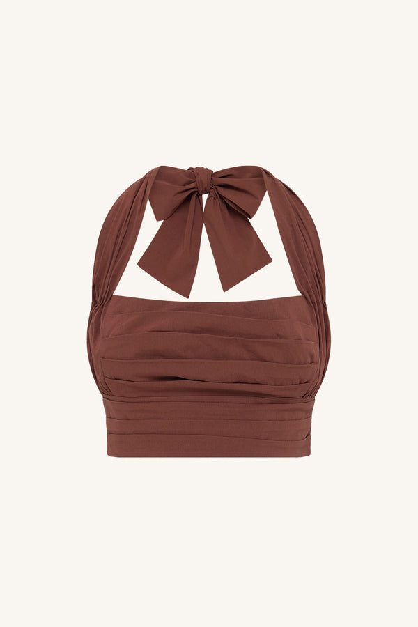 CAMPBELL HALTER NECK TOP - ESPRESSO_G