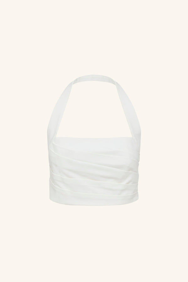 LANI CROPPED HALTER TOP - WHITE_G