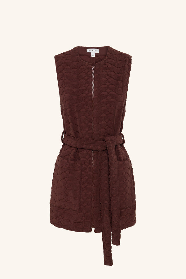 PAULINE ZIP FRONT MINI DRESS - ESPRESSO_G