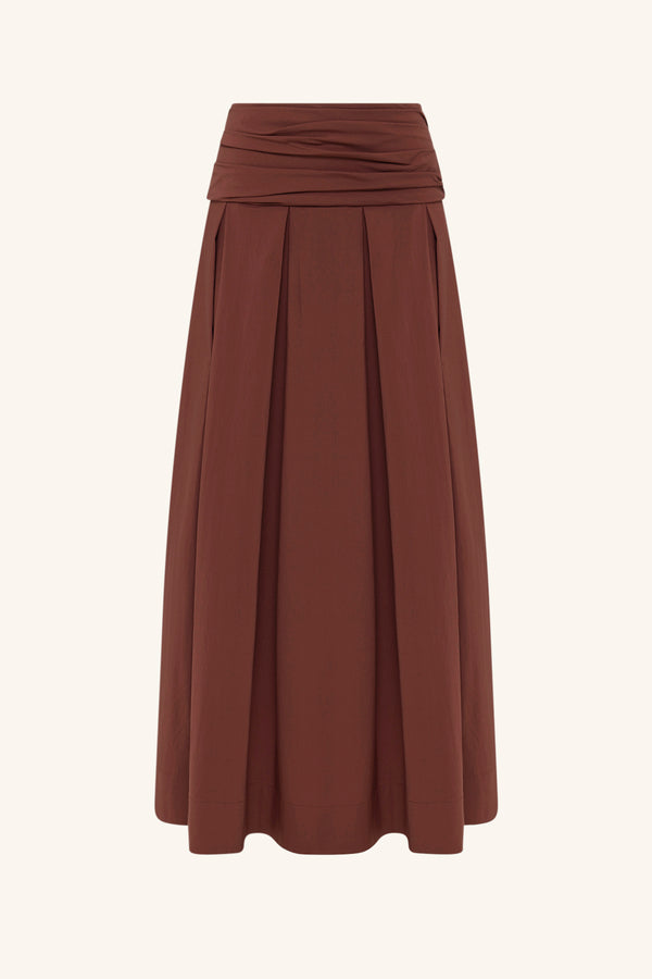CAMPBELL PLEATED MAXI SKIRT - ESPRESSO_G