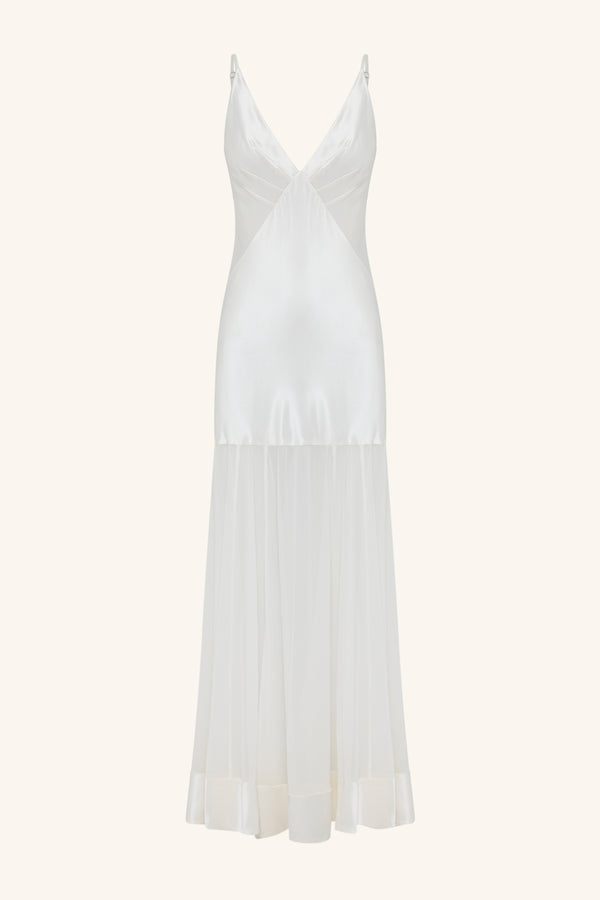 MORAYA PLUNGED MAXI DRESS - IVORY_G