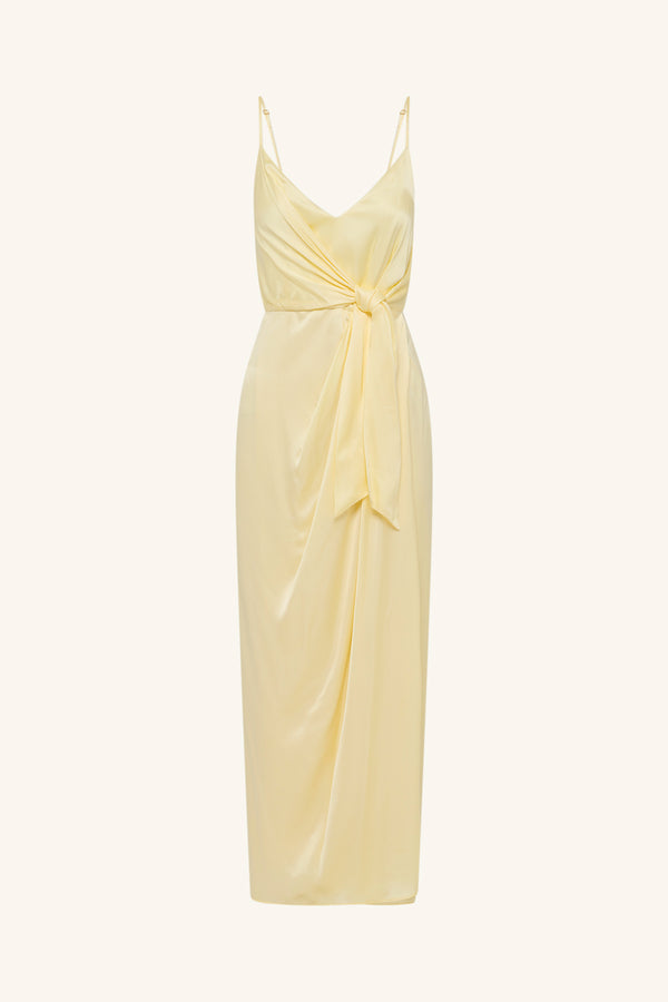 LUMIERE TIE FRONT MIDI DRESS - GOLDEN HOUR_G