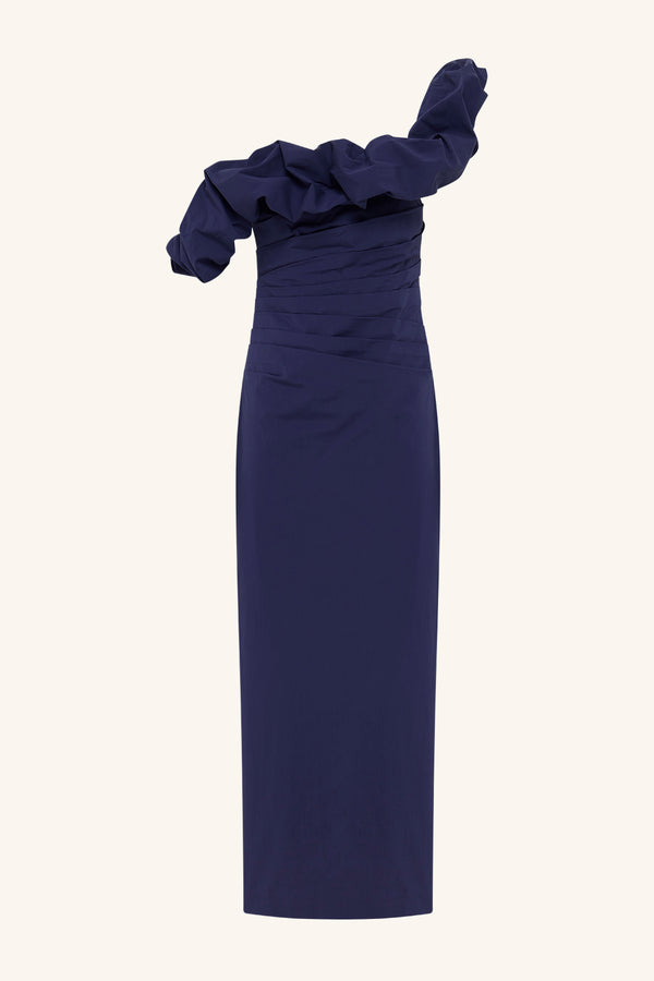 CAMPBELL RUFFLE DRAPED MAXI DRESS - MIDNIGHT_G