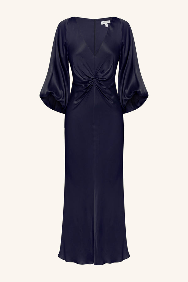 LUMIERE KNOT FRONT MIDI DRESS - NIGHT SKY_G