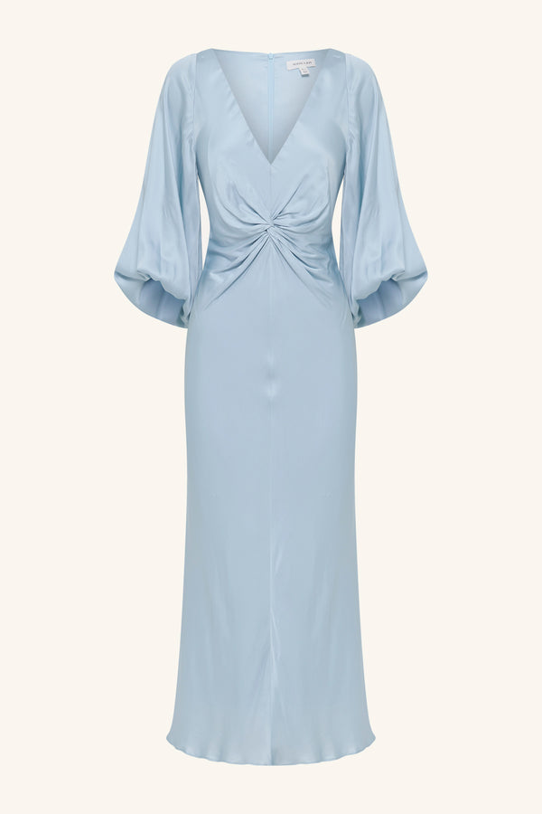 LUMIERE KNOT FRONT MIDI DRESS - CLOUD DRIFT_G