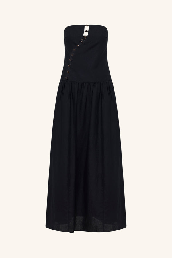 EFFIE STRAPLESS CUT OUT MAXI DRESS - BLACK_G