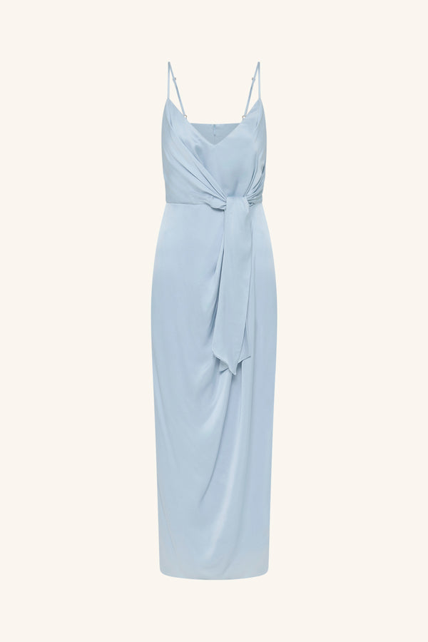 LUMIERE TIE FRONT MIDI DRESS - CLOUD DRIFT_G