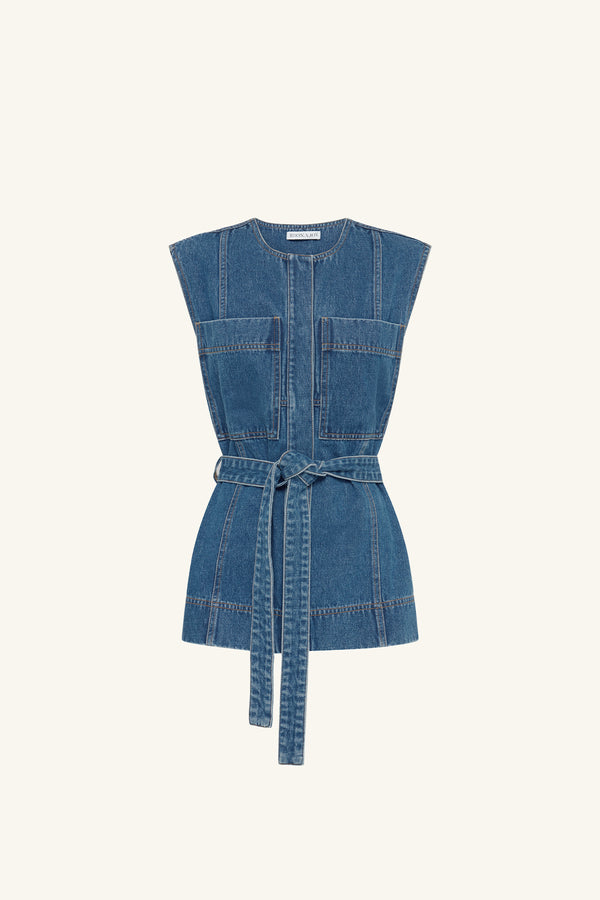 RAQUEL TIE TOP - VINTAGE BLUE_G