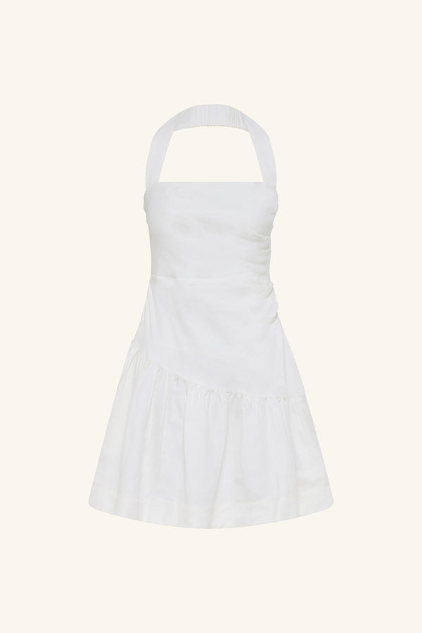 GIGI HALTER DRAPED MINI DRESS - IVORY_G
