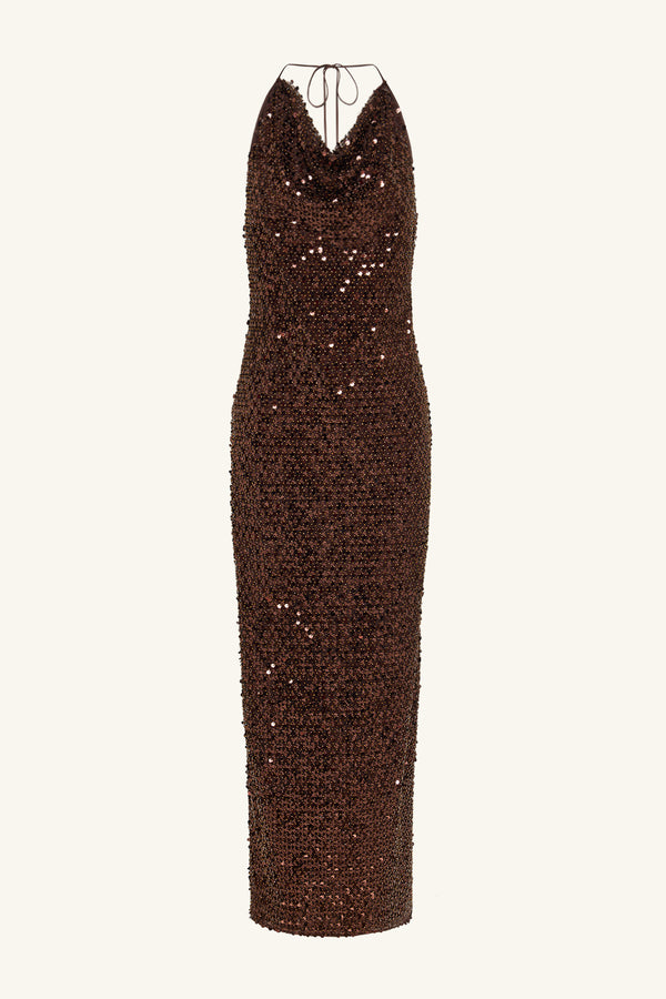 EVERLY HIGH COWL MAXI DRESS - CHESTNUT_G
