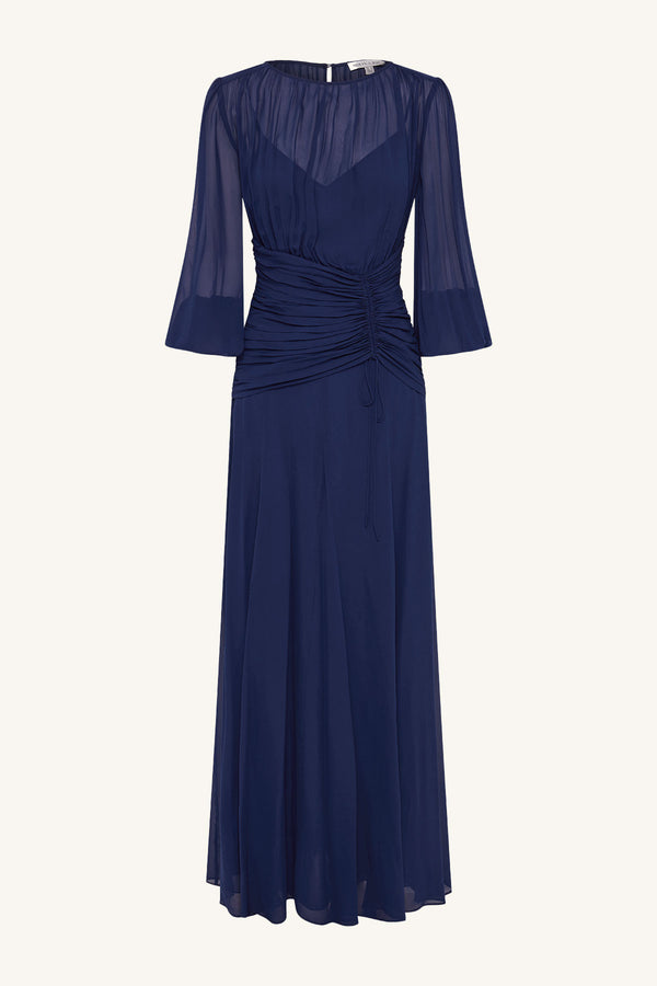 ROMY HIGH NECK BALLOON SLEEVE MAXI DRESS - MIDNIGHT_G