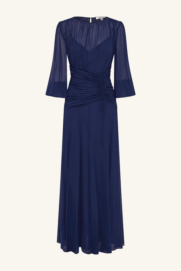 ROMY HIGH NECK BALLOON SLEEVE MAXI DRESS - MIDNIGHT_G
