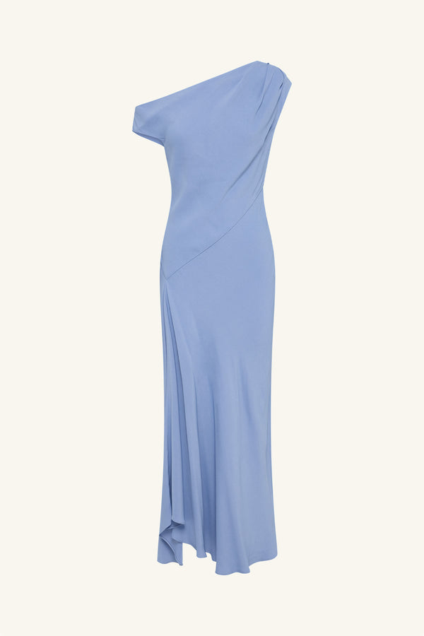 Rio Asymmetrical Draped Midi Dress | Cornflower Blue | Dresses