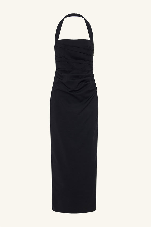 LANI DRAPED HALTER MAXI DRESS - BLACK_G