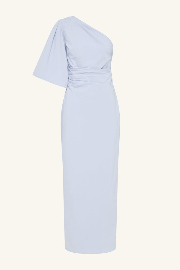 open lace back dress Campbell One Shoulder Balloon Sleeve Maxi Dress | Cornflower Blue | Dresses