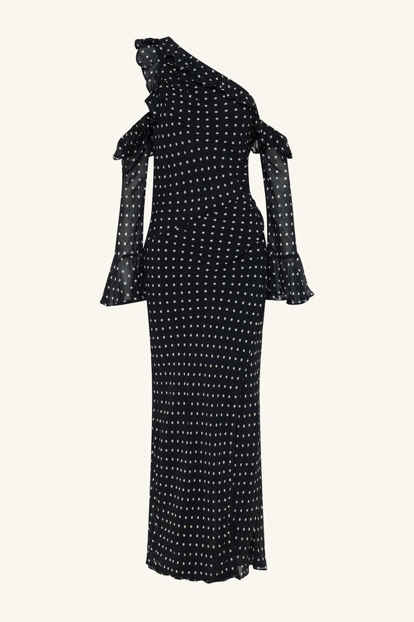 HOUSTON LONG SLEEVE RUFFLE MAXI DRESS_G