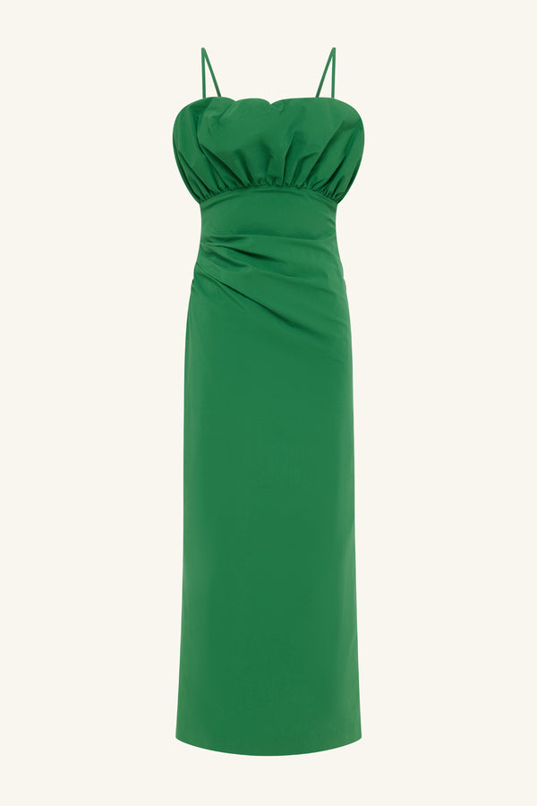 CAMPBELL BUBBLE BODICE MIDI DRESS - ABUNDANT GREEN_G