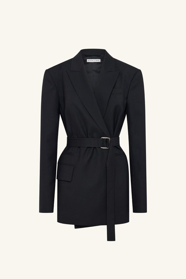 CASTRO BELTED BLAZER - BLACK_G