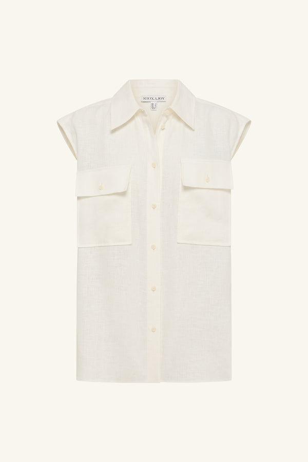 WELLINGTON SLEEVELESS SHIRT - IVORY_G